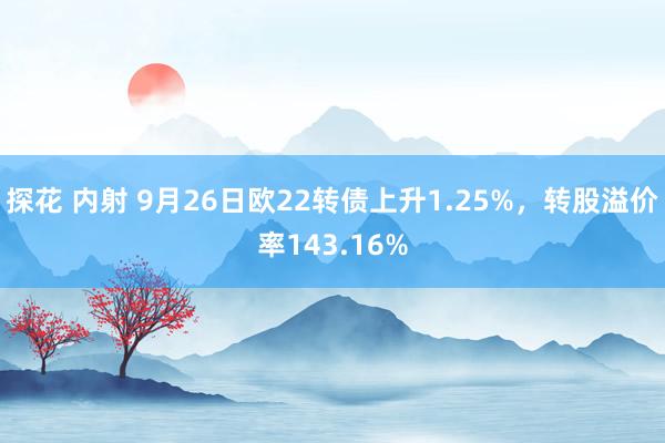 探花 内射 9月26日欧22转债上升1.25%，转股溢价率143.16%