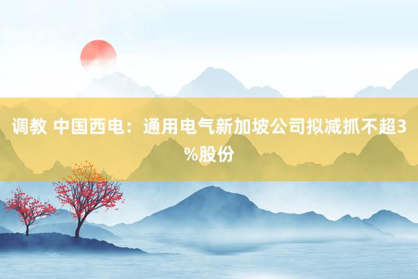 调教 中国西电：通用电气新加坡公司拟减抓不超3%股份