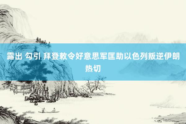 露出 勾引 拜登敕令好意思军匡助以色列叛逆伊朗热切