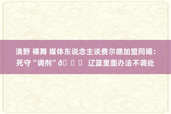 清野 裸舞 媒体东说念主谈费尔德加盟同曦：死守“调剂”😁 辽篮里面办法不调处