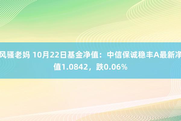 风骚老妈 10月22日基金净值：中信保诚稳丰A最新净值1.0842，跌0.06%