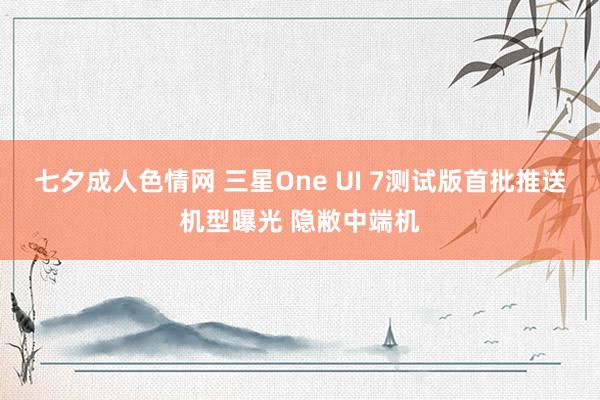 七夕成人色情网 三星One UI 7测试版首批推送机型曝光 隐敝中端机