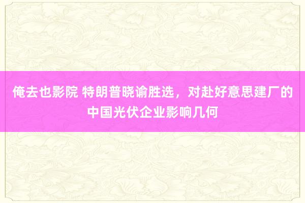 俺去也影院 特朗普晓谕胜选，对赴好意思建厂的中国光伏企业影响几何