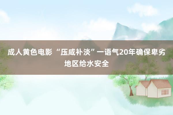 成人黄色电影 “压咸补淡”一语气20年确保卑劣地区给水安全