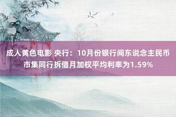 成人黄色电影 央行：10月份银行间东说念主民币市集同行拆借月加权平均利率为1.59%