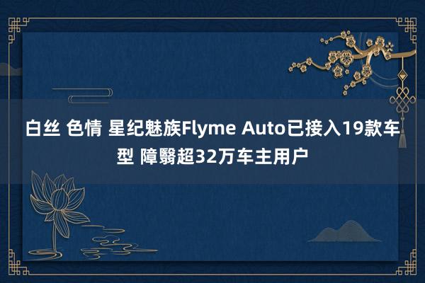 白丝 色情 星纪魅族Flyme Auto已接入19款车型 障翳超32万车主用户