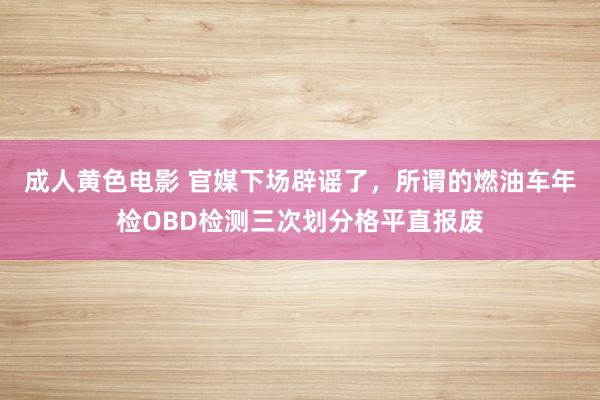 成人黄色电影 官媒下场辟谣了，所谓的燃油车年检OBD检测三次划分格平直报废