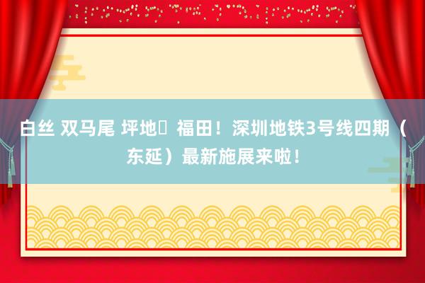 白丝 双马尾 坪地⇌福田！深圳地铁3号线四期（东延）最新施展来啦！