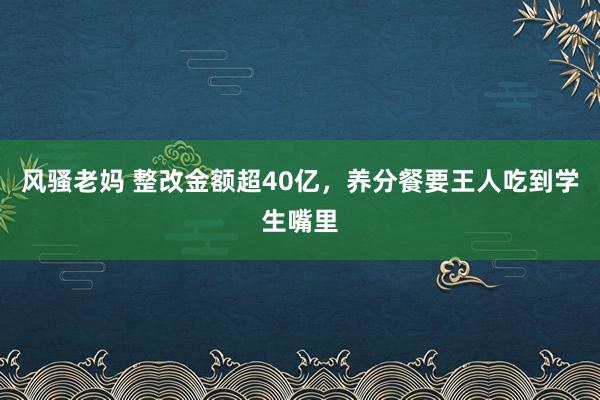 风骚老妈 整改金额超40亿，养分餐要王人吃到学生嘴里