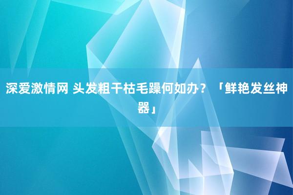 深爱激情网 头发粗干枯毛躁何如办？「鲜艳发丝神器」