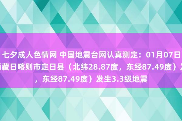 七夕成人色情网 中国地震台网认真测定：01月07日23时06分在西藏日喀则市定日县（北纬28.87度，东经87.49度）发生3.3级地震