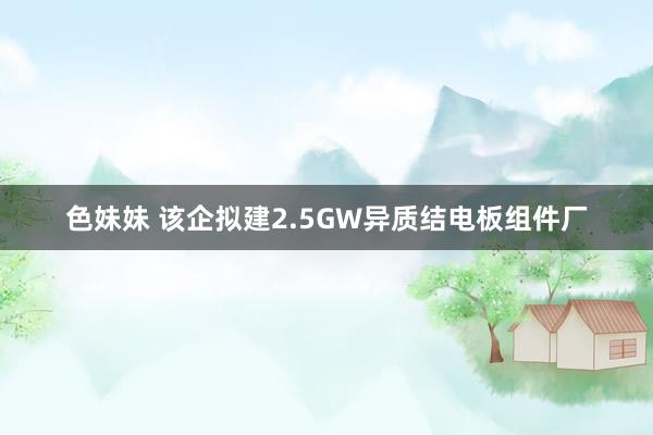 色妹妹 该企拟建2.5GW异质结电板组件厂