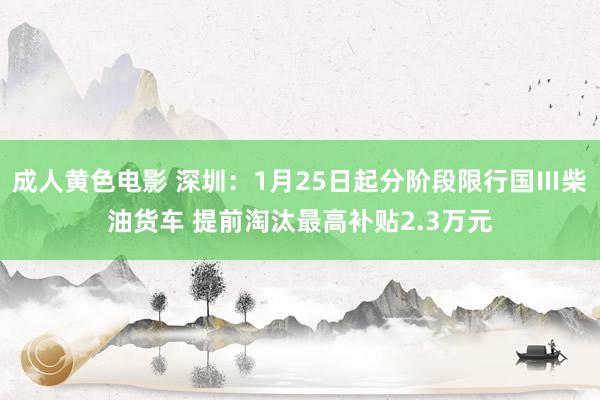 成人黄色电影 深圳：1月25日起分阶段限行国Ⅲ柴油货车 提前淘汰最高补贴2.3万元